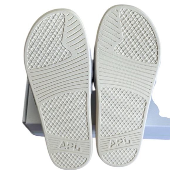 NEW NIB APL LUSSO GENUINE LEATHER SLIDES Color Cement Gray size 6 - Picture 2 of 3